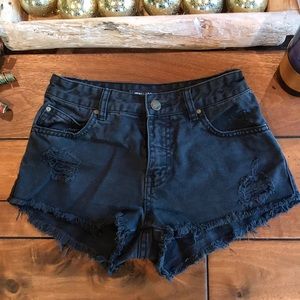 Billabong, Black Distressed Jean Shorts, Size 24